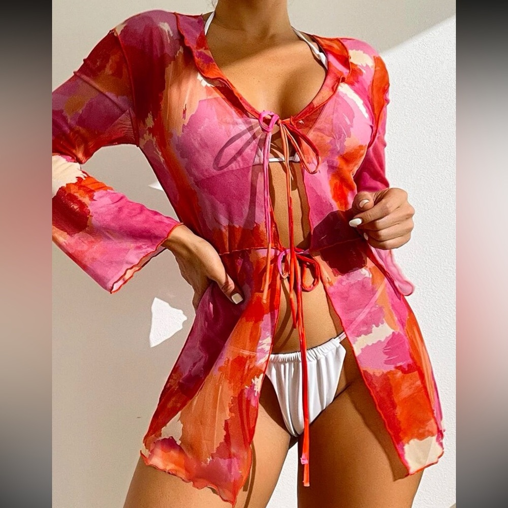 Tie Dye mesh kimono